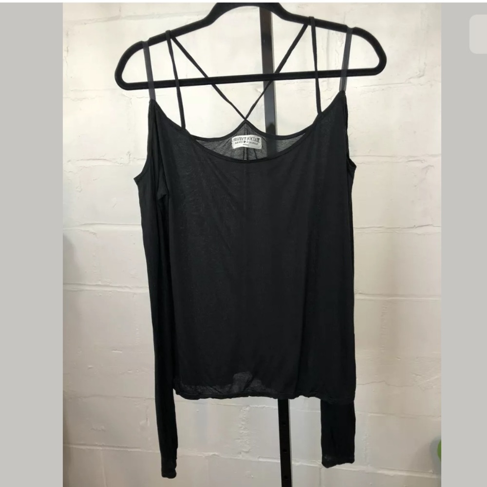 Project Social T Nylon Cold Shoulder Tee Black